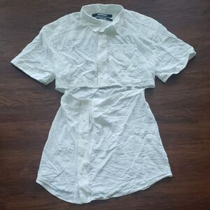 FLAWED Jacquemus White Quiet Luxury Chic Feminine Edgy Streetwear Shirt Dress 42